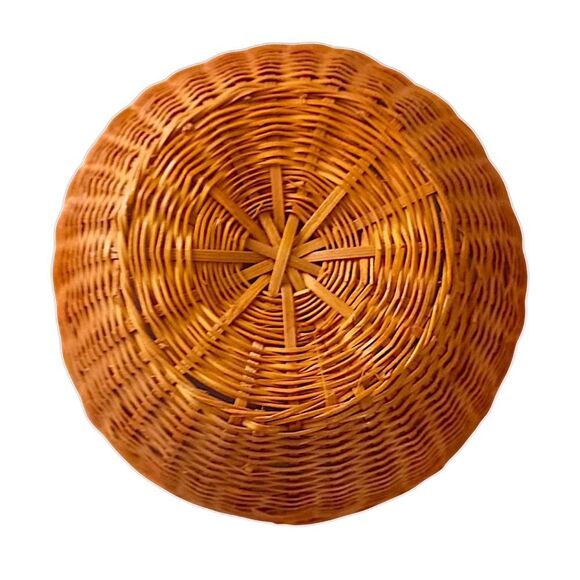 Wicker Apple Basket Trinket Box Vintage Woven Natural Fruit Cottage Farmhouse - Picture 4 of 16
